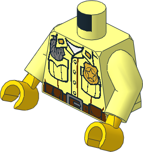 Minifig Torso with Arms and Hands with Pockets, Radio, Badge and Belt Pattern