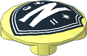 Dish  2 x  2 with Black Nevermore Academy Shield Emblem with White Border, Letter N, Raven, Moon, Star, and Equal Sign Pattern