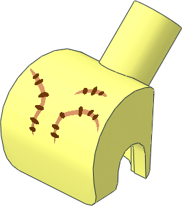 Figure Hand with Bottom Stud Tube and 45° Wrist Bar with Nougat Scars Pattern