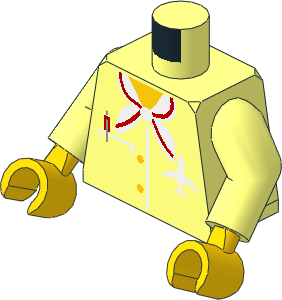 Minifig Torso with Arms and Hands with Female Airplane Crew Jacket, Pocket, Pen, Scarf and Logo Pattern