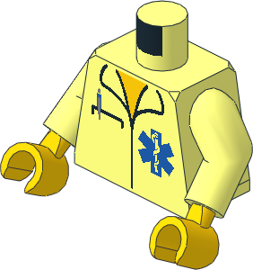 Minifig Torso with Arms and Hands with Hospital EMT Star of Life, Open Collar, Pocket Pen Pattern
