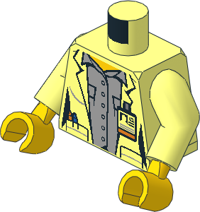 Minifig Torso with Arms and Hands with Female Grey Shirt under Laboratory Smock Pattern