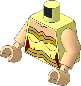 Minifig Torso with Arms and Hands with Female Gold Trim and Gold Belt Pattern