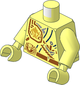Minifig Torso with Arms and Hands with Belt, Pouch, Knife, Scabbard and Earth Power Emblem Pattern
