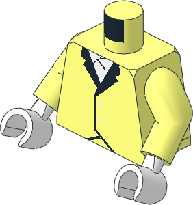 Minifig Torso with Arms and White Hands with Riding Jacket Pattern