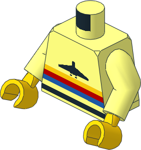 Minifig Torso with Arms and Hands with Airplane Logo Pattern