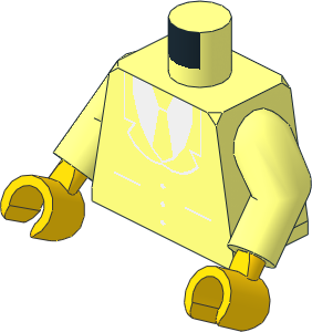 Minifig Torso with Arms and Hands with Suit and Tie Pattern