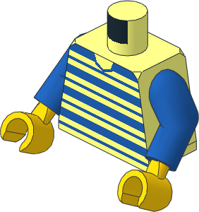 Minifig Torso with Blue Arms and Hands with Blue Horizontal Stripes Pattern