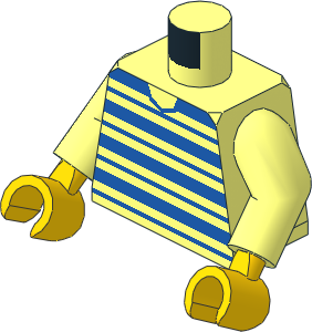 Minifig Torso with Arms and Hands with Blue Horizontal Stripes Pattern
