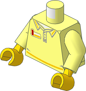 Minifig Torso with Arms and Hands with Polo Shirt, Name Badge and LEGO Logo on Back Pattern