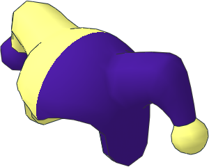 Minifig Jester's Cap with Medium Lilac Left Half and Right Pom Pattern