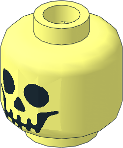 Minifig Head with Black Skull Type 1 (Smiling) (Vented Stud) Pattern