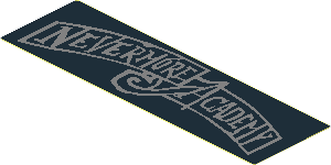 Sticker  1.7 x  5.7 with Metallic Silver "NEVERMORE ACADEMY"