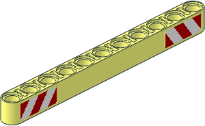 Technic Beam 11 with Red and White Danger Stripes Stickers on Both Sides