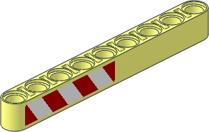 Technic Beam  9 with Red and White Diagonal Stripes Leaning Left Sticker