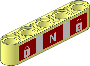 Technic Beam  5 with Closed/Open Padlocks and Letter "N" on Red Background Sticker
