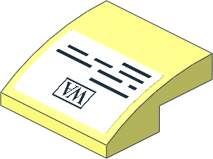 Slope Brick Curved  2 x  2 x  0.667 with "WA" Header Letter Sticker