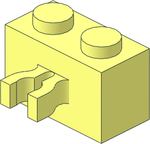 Brick  1 x  2 with Clip Vertical (Thick U-Clip) with Centre Notch