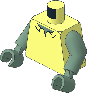 Minifig Torso with Sand Green Arms and Hands with Shirt Collar and Sand Green Neck Pattern