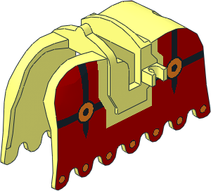 Animal Horse Barding with Black Lines and Orange Circles on Red Pattern