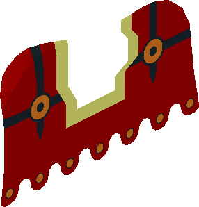 ~Animal Horse Barding with Black Lines and Orange Circles on Red Pattern - Half