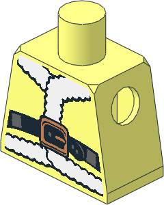 Minifig Torso with White Fur Jacket and Black Belt with Metallic Copper Buckle Pattern