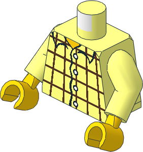 Minifig Torso with Arms and Hands with Blue Plaid Shirt Pattern