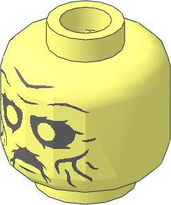 Minifig Head with Dark Bluish Grey Cheek Lines, Chin Dimple, Wrinkles and Sunken Eyes Pattern