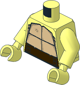 Minifig Torso with Arms and Hands with Tan and Dark Tan Turtle Shell and Dark Brown Belt Pattern