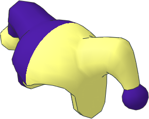 Minifig Jester's Cap with Medium Lilac Right Half and Left Pom Pattern