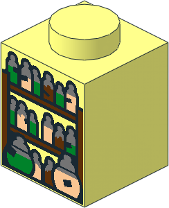 Brick  1 x  1 with Potion Bottles on Shelves Pattern