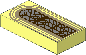 Tile  1 x  2 with Silver Arched Window with Dark Brown Lattice and Dark Tan Arches Pattern