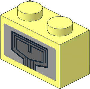 Brick  1 x  2 with Dark Bluish Grey Panel with Black Lines Sticker