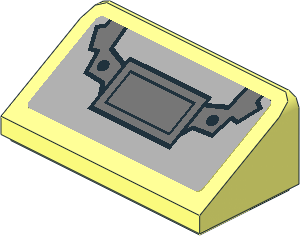 Slope Brick 31  1 x  2 x  0.667 with Dark Bluish Grey Panel with Two Hinged Arms Sticker