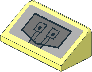 Slope Brick 31  1 x  2 x  0.667 with Dark Bluish Grey Panel and Two Black Rivets Sticker