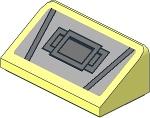 Slope Brick 31  1 x  2 x  0.667 with Dark Bluish Grey Panel and Two Dark Bluish Grey Stripes Sticker