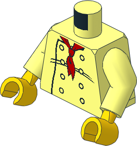 Minifig Torso with Arms and Hands with Chef Jacket with  8 Buttons and Long Red Neckerchief Pattern Pattern