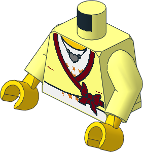 Minifig Torso with Arms and Hands with Female Sweater, Bow and Heart Shaped Necklace Pattern