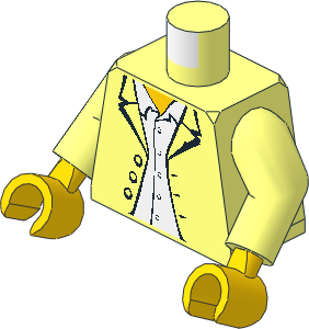 Minifig Torso with Arms and Hands with Jacket over White Button Down Shirt Pattern
