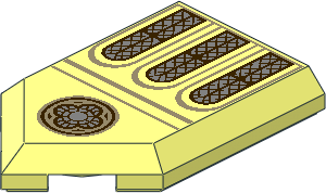 Tile  3 x  2 with Angled End with  3 Arched Windows and Rose Window Pattern