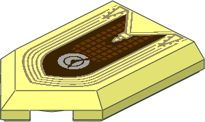 Tile  3 x  2 with Angled End with Dark Tan Arches and Spires, Clock and Window with Lattice Pattern