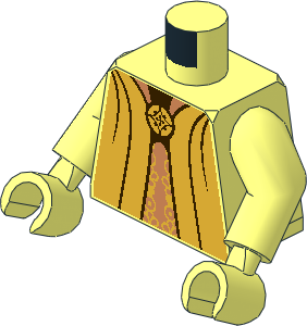 Minifig Torso with Arms and Hands with Gold Robe with Hood over Ornate Stole and Brooch Pattern
