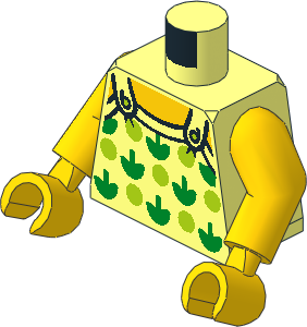 Minifig Torso with Arms and Hands with Halter Top with Green Apples and Lime Spots Pattern