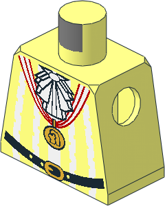 Minifig Torso with Ruffles, White Stripes and Gold Medal Pattern