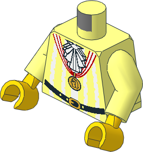 Minifig Torso with Arms and Hands with Ruffles, White Stripes and Gold Medal Pattern