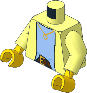 Minifig Torso with Arms and Hands with Jacket over Bright Light Blue Shirt, Gold Necklace with Heart and Belt Pattern