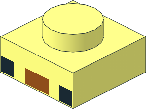 Plate  1 x  1 with  2 Black Squares and Dark Orange Rectangle Pattern