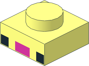 Plate  1 x  1 with  2 Black Squares and Dark Pink Rectangle Pattern