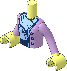 Figure Friends Girl Torso with Arms with Lavender Jacket with Bright Light Blue Scarf Pattern