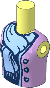 Figure Friends Girl Torso with Lavender Jacket with Bright Light Blue Scarf Pattern